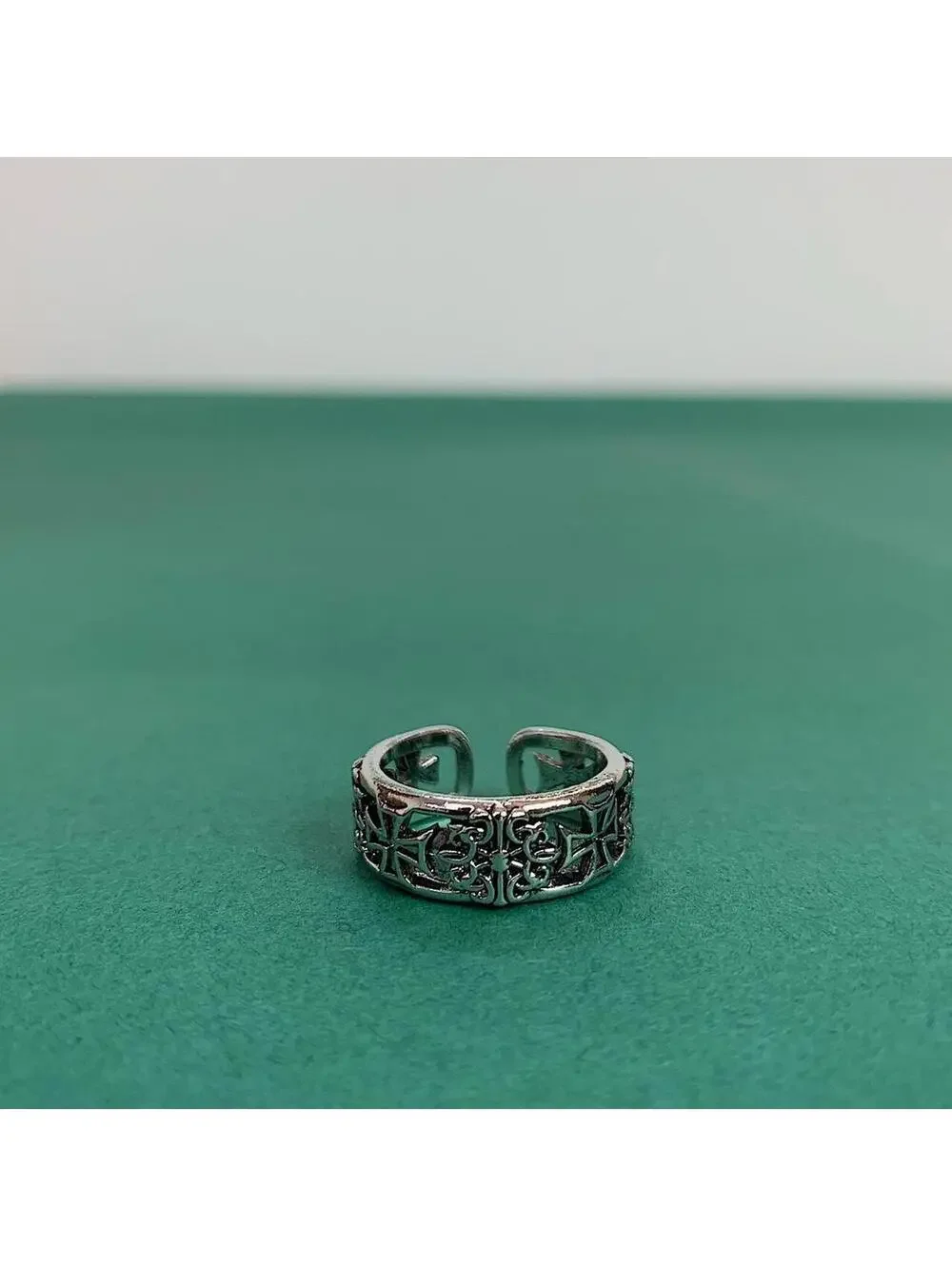 Gothic cross grunge biker ring. Unisex